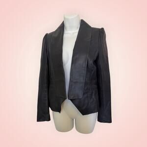 CUSP By Neiman Marcus Black Leather Jacket One Button Closure S
